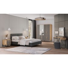 Naktskapīts DANTE DT22, Ozols cremona/Pelēks matēts/Zelts